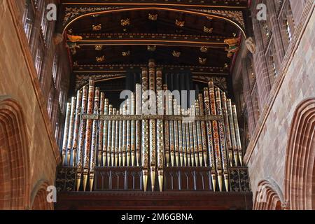 Orgelpfeifen, St. Peters Collegiate Church, Lich Gate, Wolverhampton, West Midlands, England, UK, WV1 1TY Stockfoto