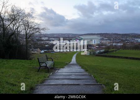 Leeds, Großbritannien. 04. Januar 2023. Allgemeiner Blick vor dem Elland Road Stadium vor dem Premier League-Spiel Leeds United vs West Ham United auf der Elland Road, Leeds, Großbritannien, 4. Januar 2023 (Foto von James Heaton/News Images) in Leeds, Großbritannien, am 1./4. Januar 2023. (Foto: James Heaton/News Images/Sipa USA) Guthaben: SIPA USA/Alamy Live News Stockfoto