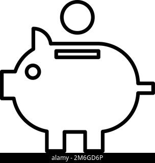 Einfaches Sparschwein-Symbol. Geld sparen. Bearbeitbarer Vektor. Stock Vektor