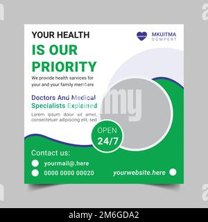 Medical Health Care Social-Media-Postvorlage. Stock Vektor