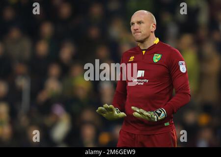 John Ruddy von Norwich City - Norwich City gegen Wolverhampton Wanderers, Sky Bet Championship, Carrow Road, Norwich - 21. Januar 2017. Stockfoto