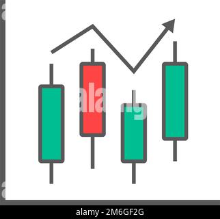 Fluktuationssymbol im Kerzenhalter-Diagramm. Bewegung der Aktien- und Wechselkursmärkte. Bearbeitbarer Vektor. Stock Vektor