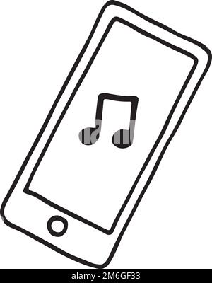 Telefonbildschirm mit Musiksymbol. Symbol für Titelwiedergabeliste Stock Vektor