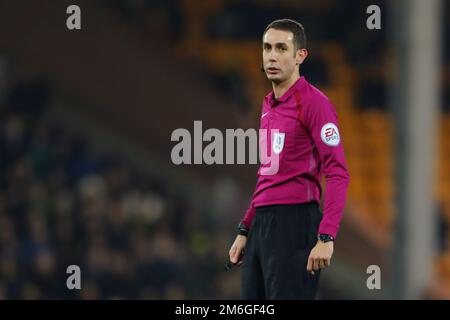 Schiedsrichter, David Coote - Norwich City gegen Wolverhampton Wanderers, Sky Bet Championship, Carrow Road, Norwich - 21. Januar 2017. Stockfoto