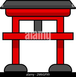 Torii-Symbol. Torii-Tor. Shinto. Japanischer Schrein. Bearbeitbarer Vektor. Stock Vektor