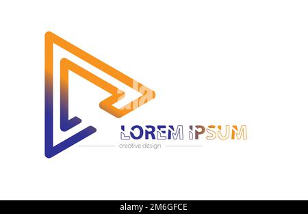 Vorlage für ein Logo, eine Marke, einen Aufkleber oder eine Marke aus einem Dreieck. Die Wiedergabetaste. Das Symbol des Labyrinths. Flacher Stil Stock Vektor