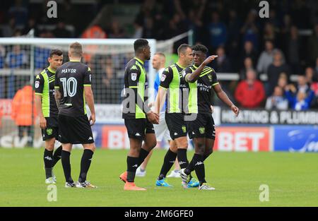 Greg Leigh von Bury spricht mit seinen Teamkollegen Bury Loose 3-1 – Peterborough United gegen Bury, Sky Bet League One, ABAX Stadium, Peterborough – 8. Oktober 2016. Stockfoto