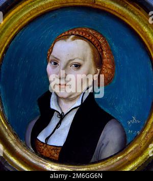 Rundes Porträt von Katharina von Bora, Ehefrau von Martin Luther 1525 Lucas Cranach der Ältere 1472 - 1553 Deutschland Stockfoto