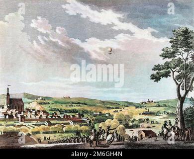 Guerre de la Revolution francaise et mouvement contre revolutionnaire : Victoire de la bataille de Fleurus Remportee par les Francais le 8 messidor an II (26 juin 1794) contre le Royaume Uni et l'Autriche. Stockfoto