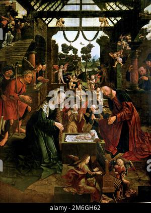 The Adoration of the Shepherds 1511-20 von Jacob Cornelisz van Oostsanen 1472-1533 The, Niederlande, Stockfoto