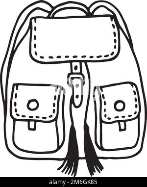 Symbol für Rucksacklinie. Symbol für eine stilvolle Wandertasche Stock Vektor