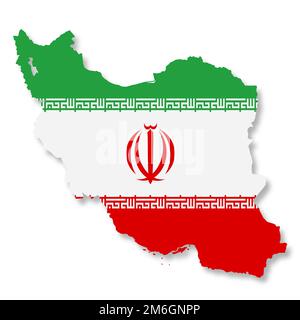 Iran-Karte auf weißem Hintergrund mit Beschneidungspfad zum Entfernen der Schatten-3D-Abbildung Stockfoto