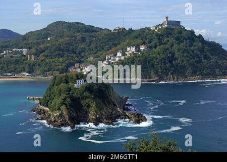 Monte Igueldo in San SebastiÃ¡ Stockfoto