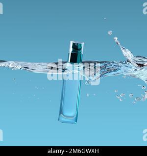 Eine Flasche Kosmetik im Wasser Stockfoto