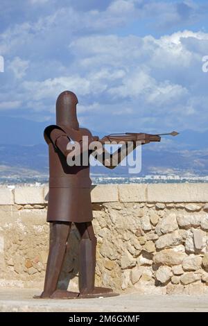 Ritter auf dem Castillo de Santa BÃ¡rbara Stockfoto