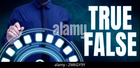 Textbeschriftung mit True False. Geschäftsansatz ein Test, der aus einer Reihe zu kennzeichnender Aussagen besteht Stockfoto