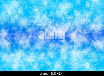 Digital erstelltes Bild des abstrakten blauen Schneeflocken-Hintergrunds Stockfoto