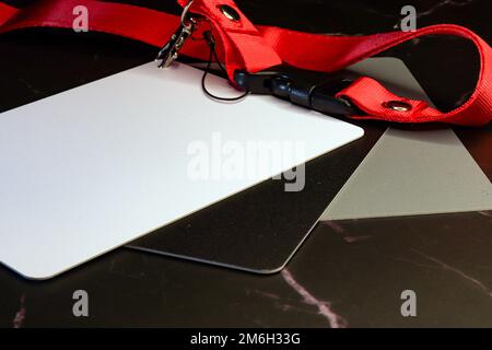 Weiß- und Grauabgleichskarten für Fotografie und Video Stockfoto