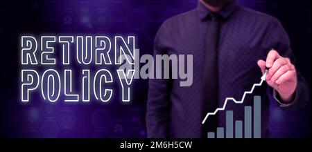 Text mit den Rückgaberichtlinien. Geschäftsbedingungen für Business Idea Steuererstattung Einzelhandel beim Kauf Stockfoto