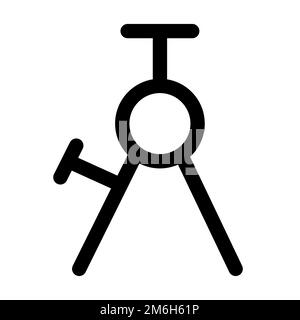 Symbollinie des Kompassteilers isoliert auf weißem Hintergrund. Schwarzer, flacher Klassiker mit modernem Umriss. Lineares Symbol und bearbeitbare Kontur. Simple und pi Stock Vektor