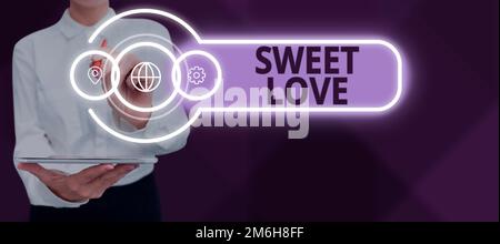 Begrifflicher Titel Sweet Love. Business Showcase Titel für Beliebte Person Happy Valentines Day Stockfoto