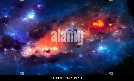 Lebendiger Nebel im Widescreen-Hintergrund, computergeneriertes abstraktes 3D-Rendering Stockfoto