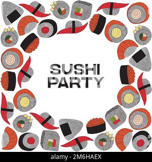 Vector Sushi und Rolls Rahmen für Menü Stock Vektor