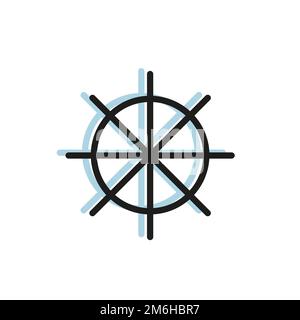 Schiffsrad-Symbolvektor. Liniensymbol isoliert. Trendiges, flaches design für ui-Schilder. Das Lenkradsymbol auf weißem Hintergrund Stock Vektor