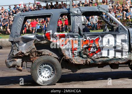 Fahrzeug wurde beim Abriss-Derby in Napierville, Provinz Quebec, Kanada, zerstört Stockfoto