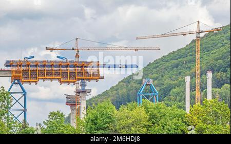 Bau der Filstal-Brücke, Eisenbahnprojekt Stuttgart-Ulm Stockfoto