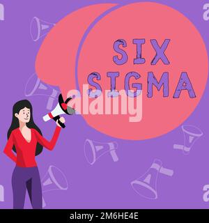 Textunterschrift mit Six Sigma. Konzeptionelle Bildmanagementtechniken zur Verbesserung von Geschäftsprozessen Stockfoto