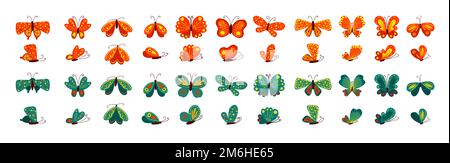 Set von farbigen Schmetterlingen. Vektorgrafik Stock Vektor