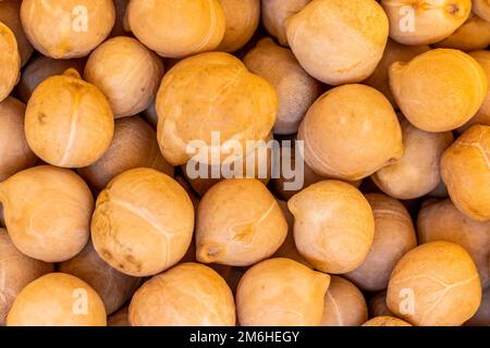 Kleine Kichererbsen-Makro-Nahaufnahme Stockfoto