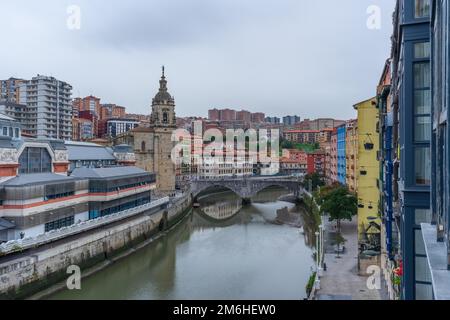 San Anton Brücke in der Stadt Bilbao in Vizcaya. Baskenland Stockfoto