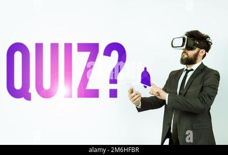 Quiz zur konzeptionellen Darstellung. Wort geschrieben auf Kurztests Evaluation Examination zur Quantifizierung Ihres Wissens Stockfoto