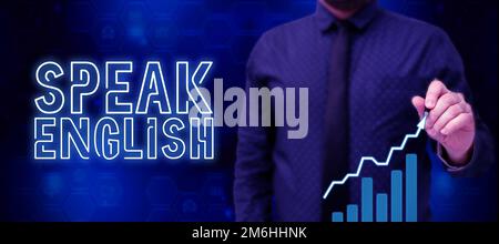 Die konzeptionelle Darstellung spricht Englisch. Business Approach Studie Weitere verbale Online-Kurse in Fremdsprachen Stockfoto