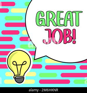 Schreiben Text anzeigen Super Job. Im Geschäftsüberblick wurde jemand für etwas gelobt, das er sehr gut gemacht hat Stockfoto