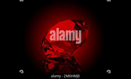 Roter Rubin auf dunklem Hintergrund - 3D Render Illustration Stockfoto