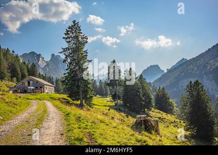 Alpenlandschaft in Alpstein, Kanton Appenzell Innerrhoden, Schweiz Stockfoto