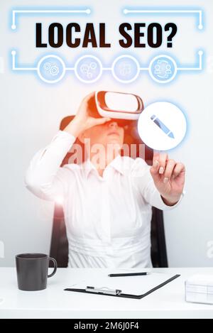 Handschrift Text Lokale Seo. Geschäftsidee unglaublich effektive Möglichkeit, Ihr Near Business online zu vermarkten Stockfoto