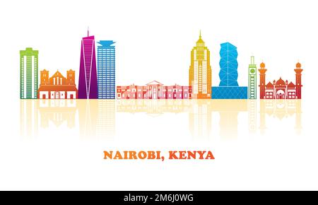 Farbenfrohes Skyline-Panorama der Stadt Nairobi, Kenia - Vektordarstellung Stock Vektor