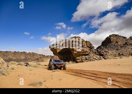 204 PETERHANSEL Stephane (Fra), BOULANGER Edouard (Fra), Team Audi Sport, Audi RS Q e-tron E2, Auto, Action während der Phase 4 des Dakar 2023 um Hail, am 4. Januar 2023 in Hail, Saudi-Arabien - Foto: Gigi Soldano /DPPI/LiveMedia Stockfoto