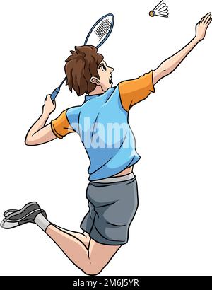 Badminton Sports Cartoon Colored Clipart Stock Vektor