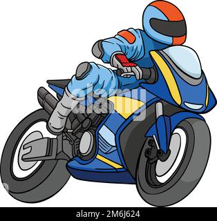 Motorrad Racing Cartoon Mit Farbigem Clipart Stock Vektor