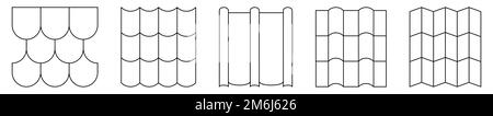 Symbolsatz Dachziegel. Vektordarstellung isoliert auf weißem Hintergrund Stock Vektor