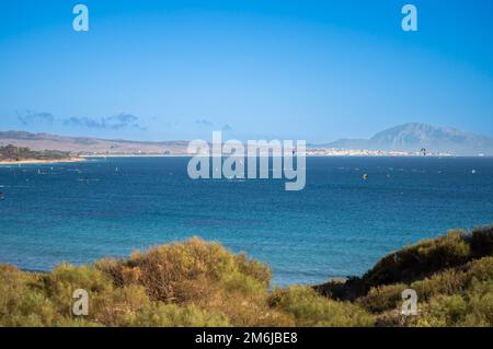 Landschaft von Valdevaqueros Beach, Gibraltar Strait, Spanien Stockfoto