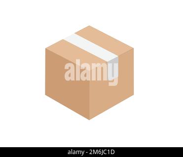Isometrische Verpackung. Konzept der Lieferung und Verpackung. Stock Vektor