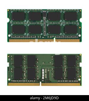 RAM SO-DIMM, Laptop-Ersatzteil, auf weißem Hintergrund Stockfoto