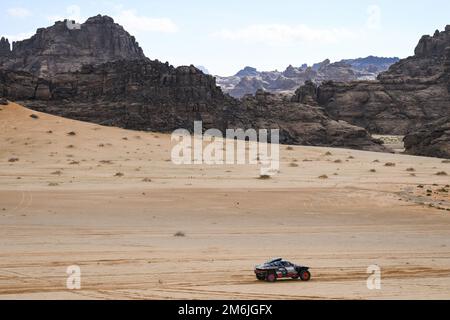 204 PETERHANSEL Stephane (Fra), BOULANGER Edouard (Fra), Team Audi Sport, Audi RS Q e-tron E2, Auto, Action während der Phase 4 des Dakar 2023 um Hail, am 4. Januar 2023 in Hail, Saudi-Arabien - Foto: Eric Vargiolu/DPPI/LiveMedia Stockfoto