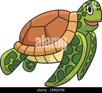 Turtle Marine Animal Cartoon Farbige Clipart Stock Vektor